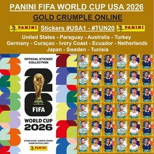GOLD CRUMPLE Panini FIFA World Cup 2026 Stickers #USA1 - #TUN20