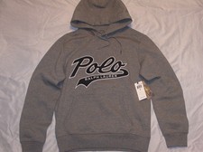 POLO RALPH LAUREN Men's Tech Double Knit Cursive Pullover Hoodie Sweatshirt GRAY