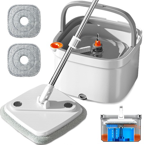 Spin Mop and Bucket Set with Self Separation System 360° Spinning Self-Wringi...