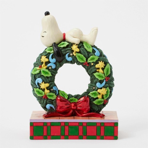 Jim Shore Happy Holiday Dreams - Snoopy durmiendo en corona LED 6017242 nuevo para 2 - Imagen 2 de 7