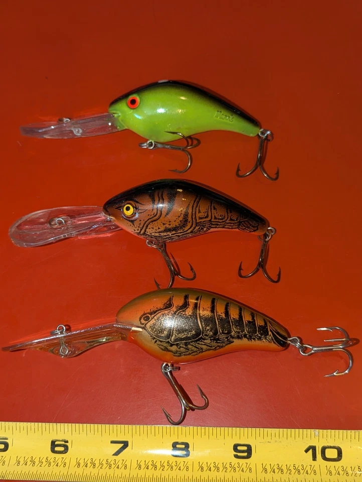 Lote de 3 iscas artificiais grandes Mann's & Norman Crawdad & Green - Imagem 2 de 4