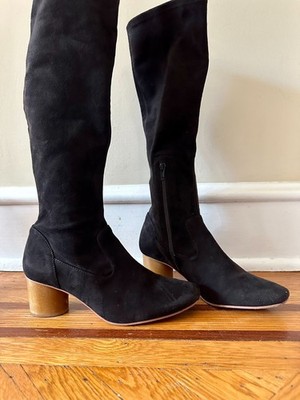 Bernardo Women's Dea Round Toe Black Suede High Heel Boots, size 8