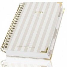 Aesthetic Thick Spiral Notebook With Tabs - Premium Journal For Women Beige