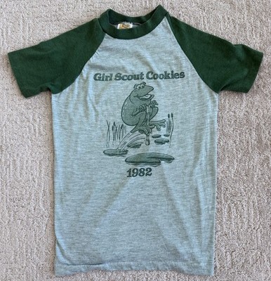 Vtg 80 s Girl Scout Cookies Frog Pogo Stick Kids Youth M 10-12 T Shirt