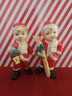 Vintage Christmas Lefton Ski Boys Japan 50s  Ceramic Figurines REPAIRED