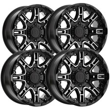 (Set-4) Level 8 Slingshot 16x8.5 6x135 +10mm Black/Machined Wheels Rims 16" Inch
