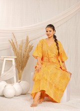 Block Print Maxi Kaftan Loose Fit Cotton Dress Indian Style Boho Festival Wear