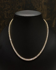 Top Quality- 14.34 ct D/VVS Lab Grown Diamond Tennis Necklace, Yellow Gold
