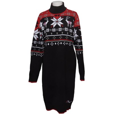 Nebulus, Rollkragenkleid, Größe: 44, Schwarz/Rot/Weiß, Acryl, Sonstiges #Sfz