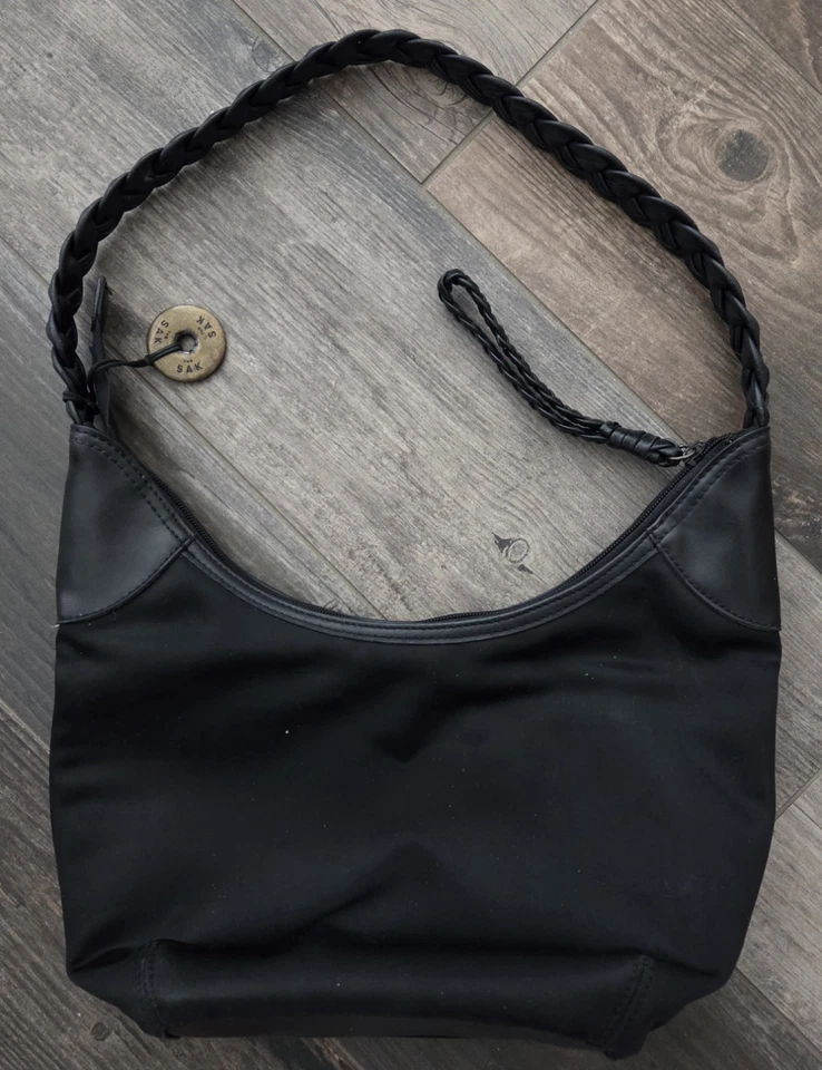The Sak Black Half Moon Braided Leather Strap Shoulder Bag - Image 2 of 4