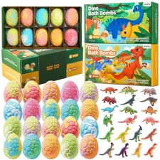 Dinosaur Bath Bombs for Kids - 20 Pack Natural Dino Egg Surprise Toys, Easter Gi