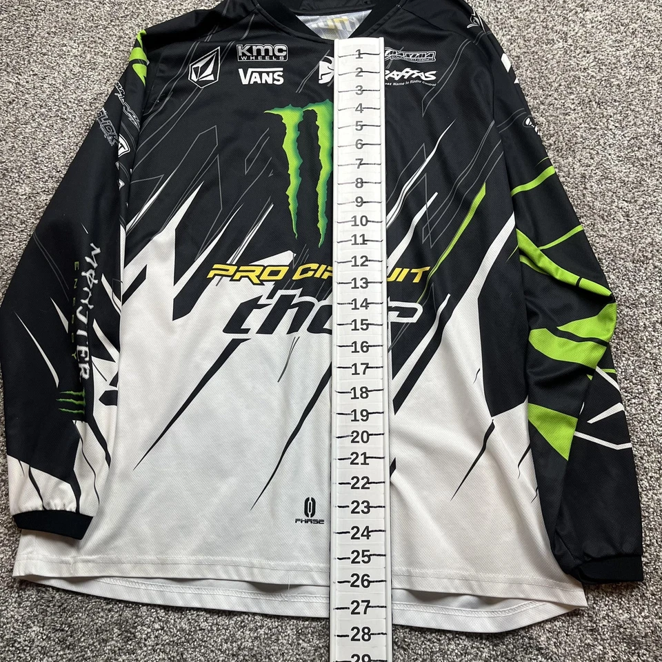 Camiseta deportiva Thor Monster Energy Pro Circuit para hombre grande negra verde motocross MX Foto 2 de 4
