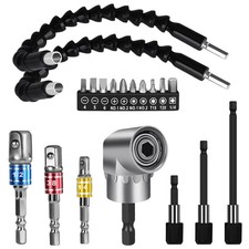 Flexible Drill Bit Extension Set 19pcs, Hex Shank 105&deg;Right Angle One Size