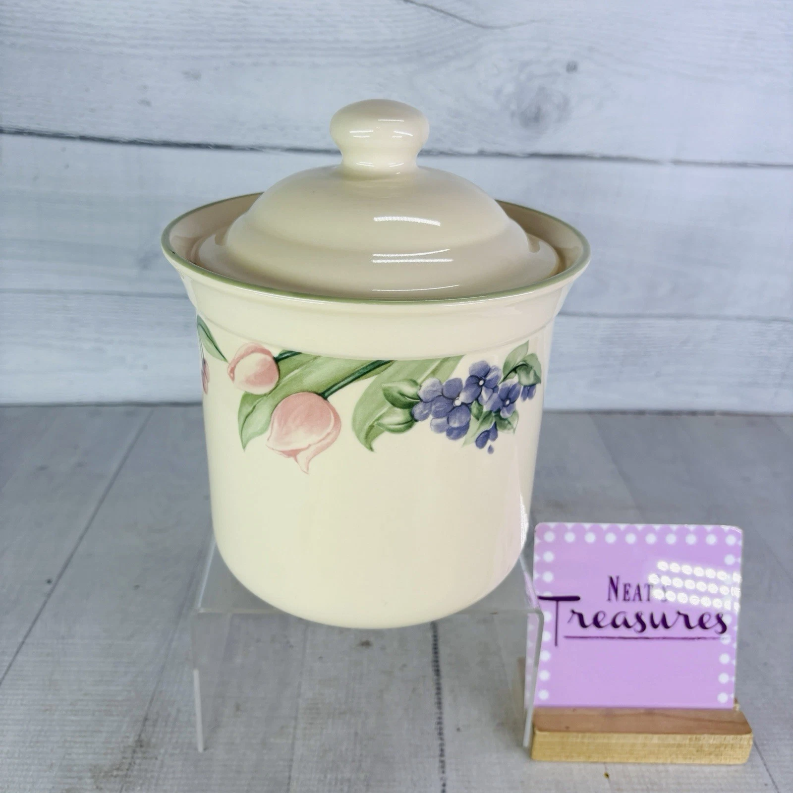 Pfaltzgraff GARDEN PARTY IMPRESSIONS Floral Stoneware Lidded Medium 9" Canister