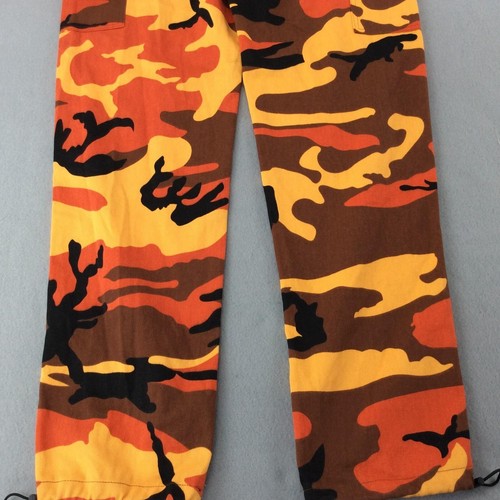 Sixth June Pants Mens Large Orange Yellow Camouflage Camo Cargo Streetwear Paris - Picture 4 of 12