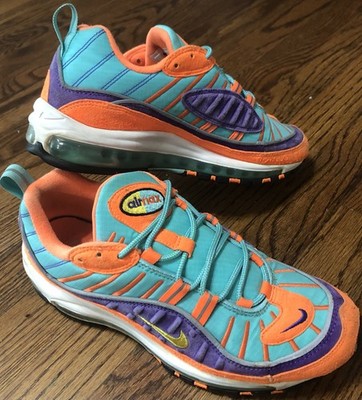 Nike Air Max 98 QS Size 9 Mens Cone Tour Yellow-Hyper Grape 924462-800