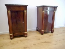 Biedermeier Schränke Nachtschränke Mahagoni Säulen Bronze Kapitelle 2 Stück Paar