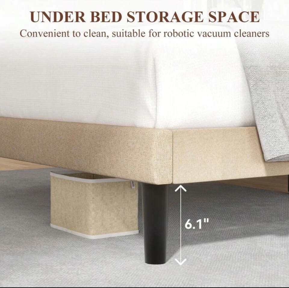 FULL Size Bed Frame Upholstered Platform with Complete Adjustable Headboard - Image 4 of 4