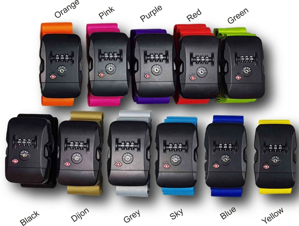 Personalised Luggage Strap TSA Approved Lock Holiday Airport Safe Name Printed - Image 2 of 4