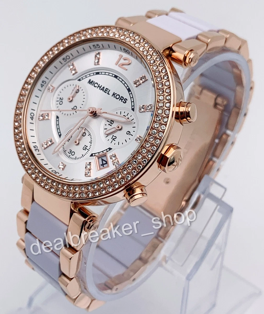 Michael Kors MK5774 Parker Chronograph White Dial Rose Gold Tone Wrist Watch