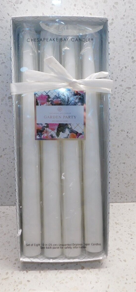NIB Chesapeake Bay Candle Set of 8 Unscented Dripless Taper 10