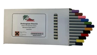 POTTERS WAREHOUSE Pack of 12 Underglaze Pencils Fire To 1200 Deg C - Cone 5 Pottery Decoration