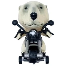TOYANDONA Inertial White Polar Bear Riding Motorcycle Toy
