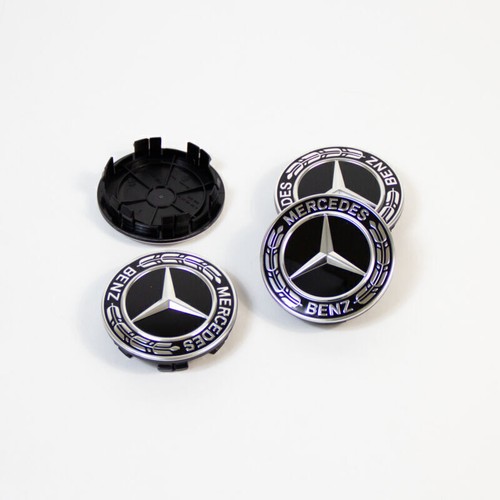 4pcs Nabendeckel schwarz Lorbeerkranz For Merc&edes-Be&nz Durchmesser 65 / 75 mm - Bild 2 von 4