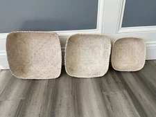 Vintage White Woven Nesting Wall Baskets