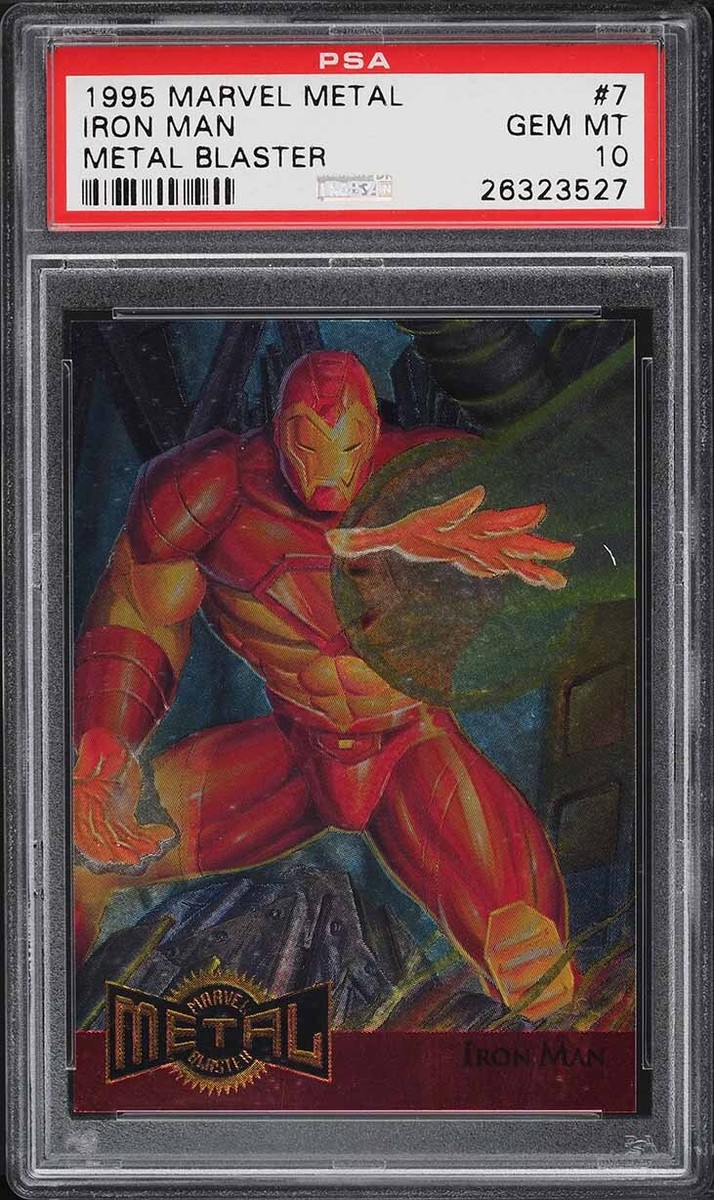 1995 Marvel Metal Card # 7 Iron Man METAL BLASTER PSA 10 GEM