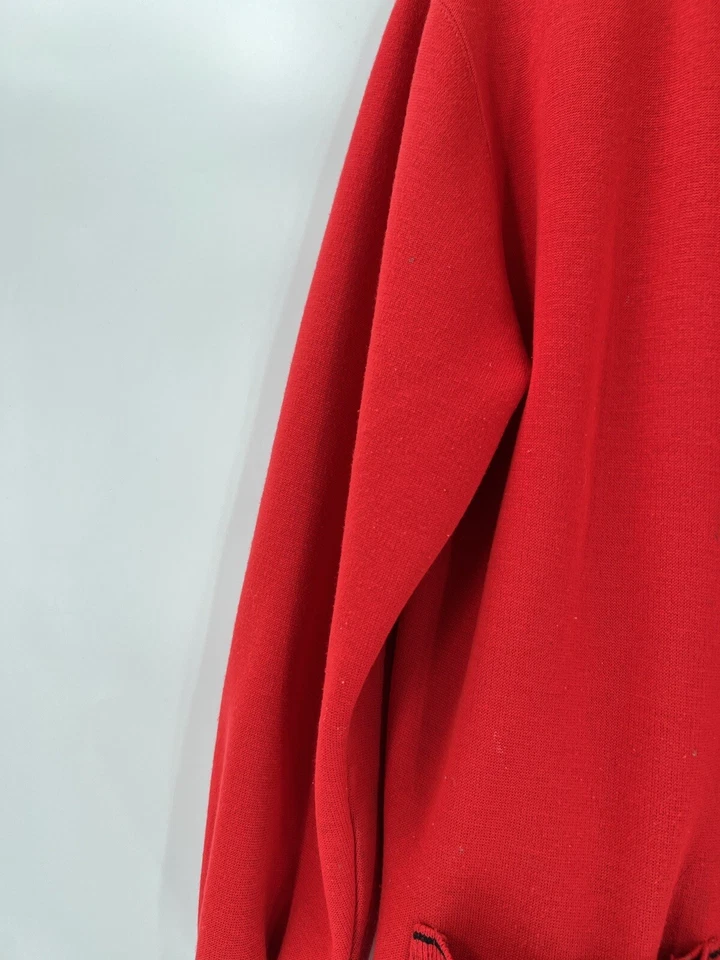 Cárdigan suéter vintage Cathy Daniels para mujer mediano rojo negro bolsillos tejidos Foto 3 de 4