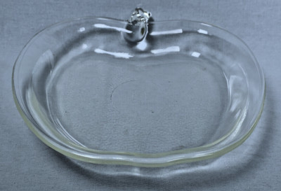 Vintage Glasbake Apple Shaped 10'' Clear Baking Dish Textured Bottom