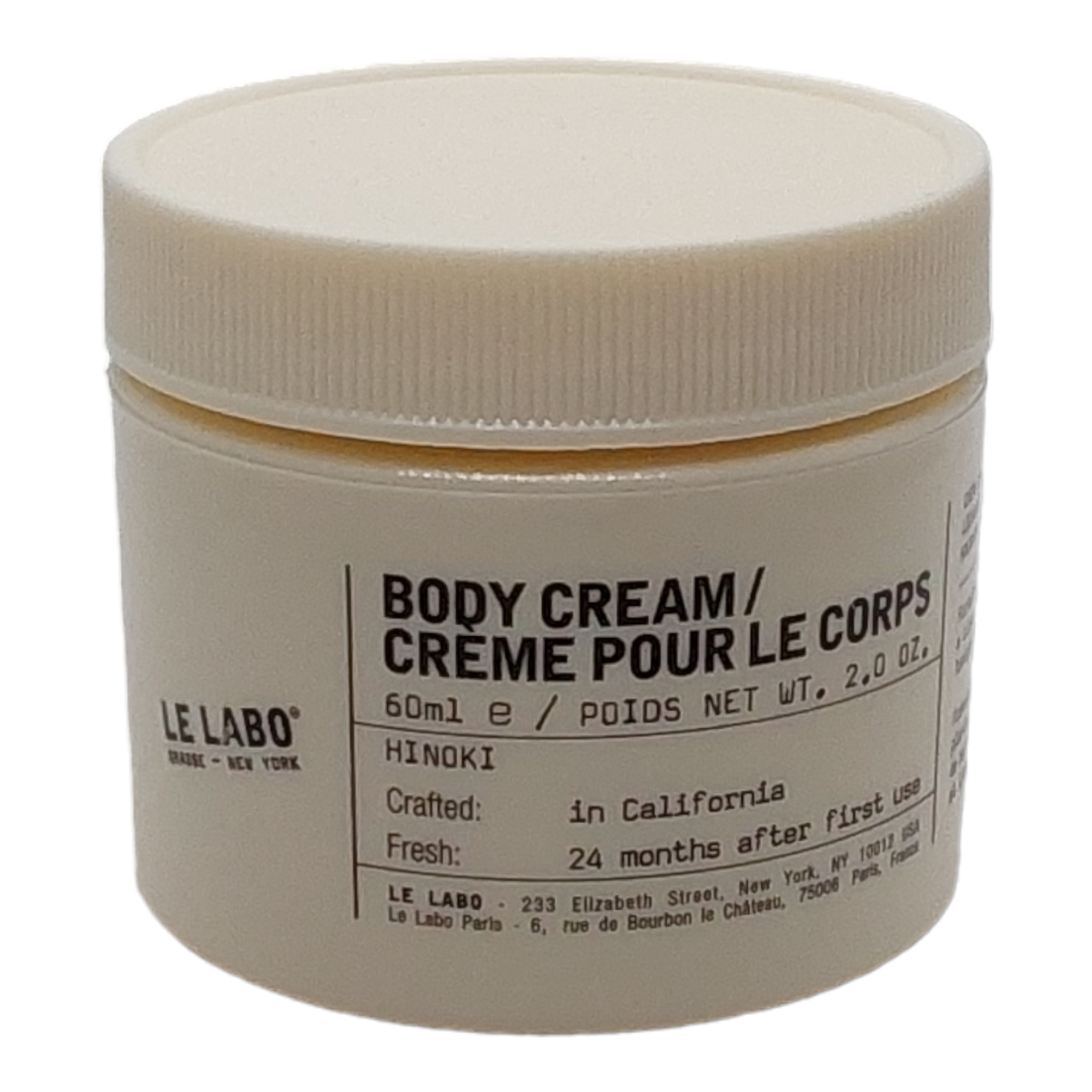 ルラボ　ボディークリームhinoki Le Labo Body Cream Hinoki 2 oz 60 ml Fresh Brand New Travel