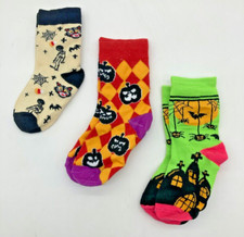 Lot of 3 Halloween Socks Toddler; Zombie, Scary Pumpkin, Haunted Mansion Style