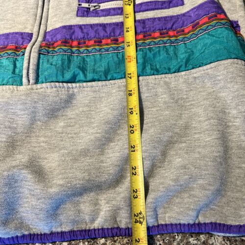 White Stage 1990s Women’s Zip Up Sweatshirt Teal Purple On Gray - Picture 10 of 10