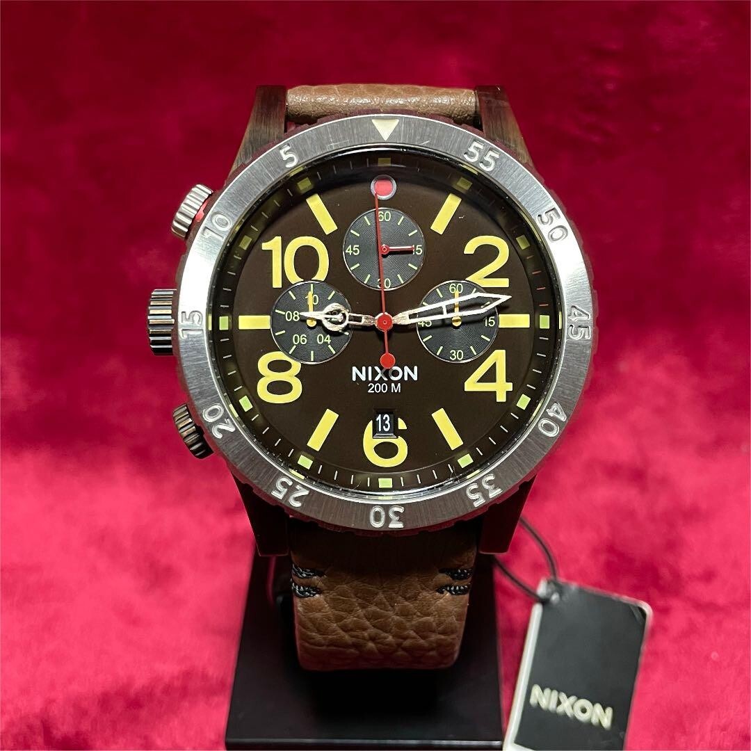 Nixon Watch 51-30 Chrono Leather Brown Black NA124019-00 Men's New