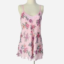 Vintage Dentelle Nightgown Chemise Lingerie Sz M Soft Pink Floral Above Knee USA
