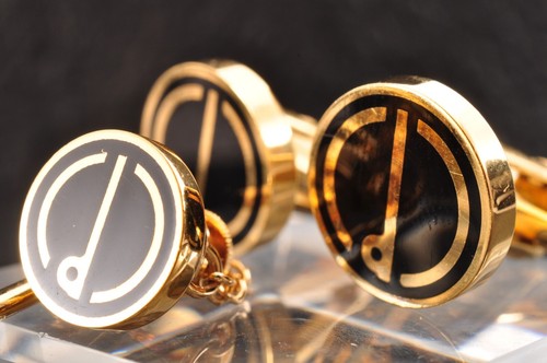Dunhill Vintage style tie pin and cufflinks gold and black color with brand box.