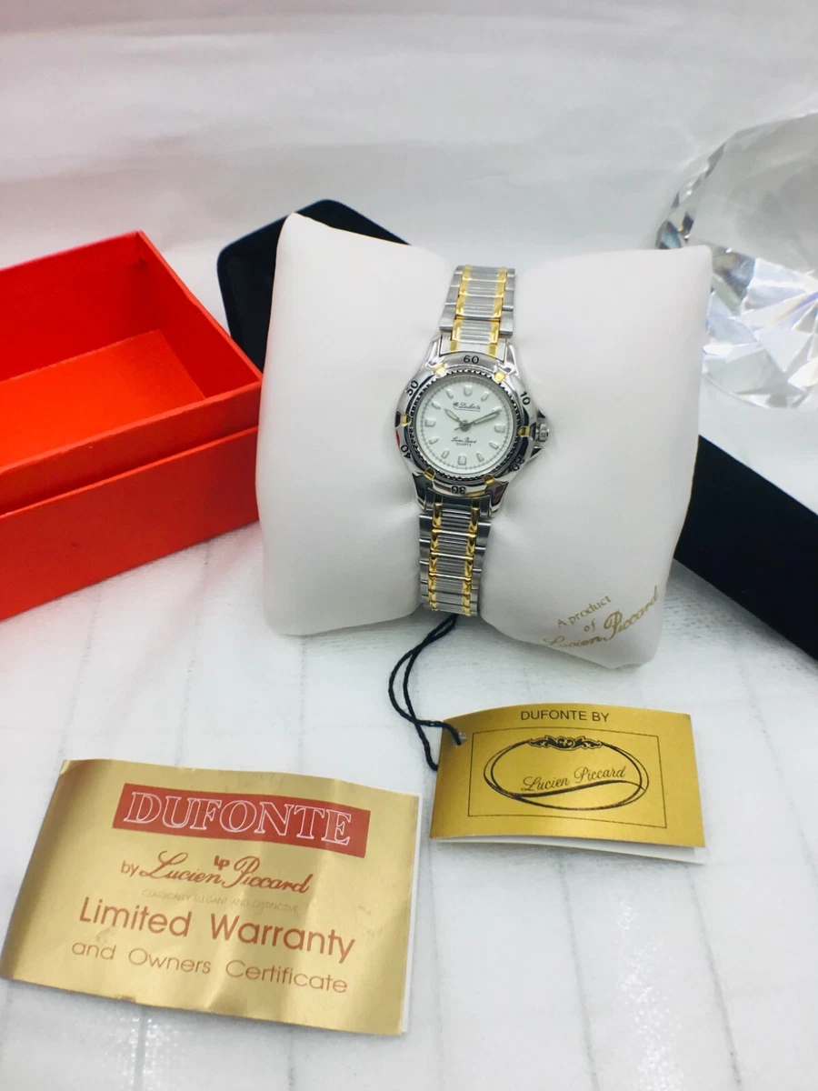 Vintage Dufonte by Lucien Piccard Quartz Stainless Steel Watch w Box NO BATTERY