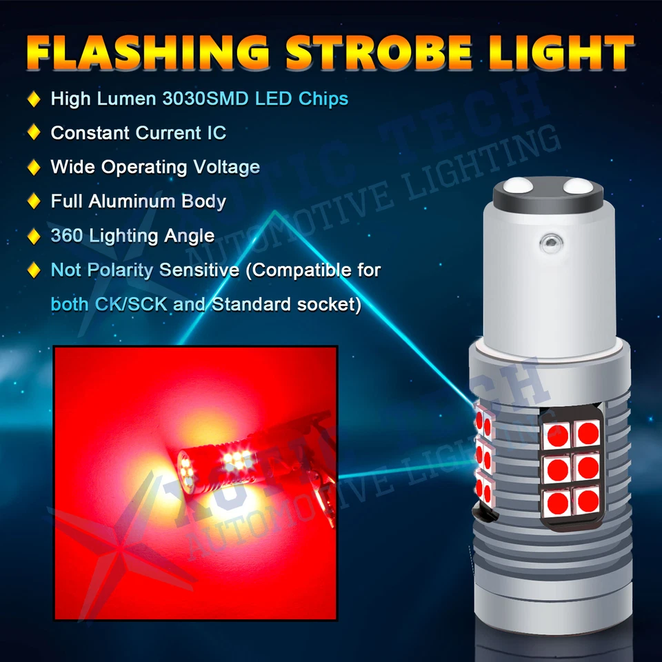 Flash estroboscópico 1157 7528 2357 2057 lâmpadas traseiras de freio de LED para Hyundai KIA - Imagem 3 de 4