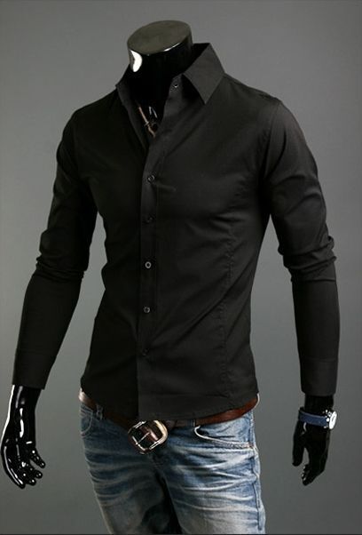 New Luxury Shirts Mens Casual Formal Slim Fit Shirt Top S M L XL XXL ...