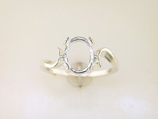 Oval Cabochon Swirl Ring Setting Sterling Silver