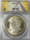 1885O ANACS graded MS65 MORGAN DOLLAR nice very frosty surfaces nice strike !