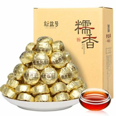 Black Tea China Yunnan Pu-Erh Tea Puer Tea Chaye 中国茶叶云南普洱糯香熟茶 新益号糯米香普洱小沱茶1000g
