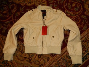 cream colored bomber jacket