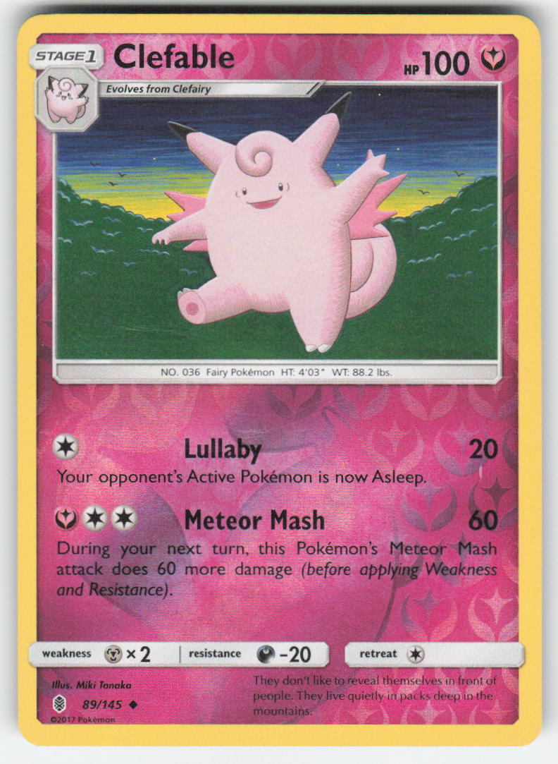 Pokemon TCG SM Guardians Rising Clefable #89/145