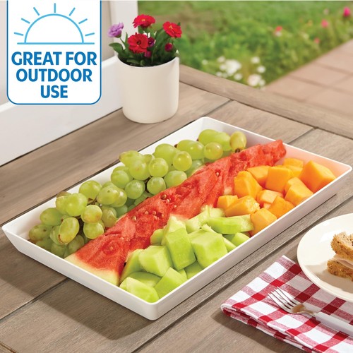 Avant White Plastic Serving Trays (Set of 3) 15” x 10” | Large Reusable Recta... - Picture 7 of 8