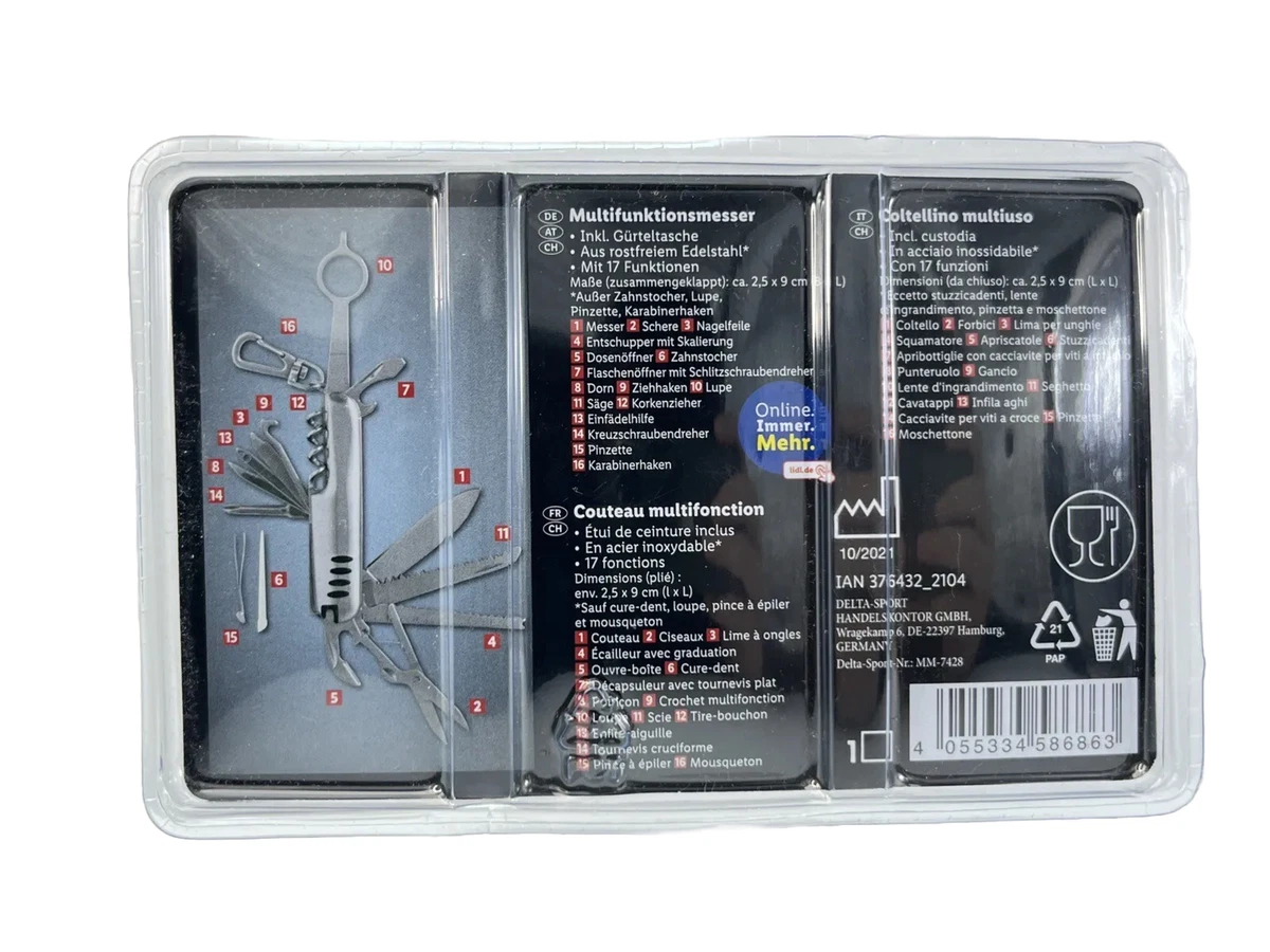 Multifunktionsmesser Crivit 17 Funktionen Edelstahl Rostfrei mit  