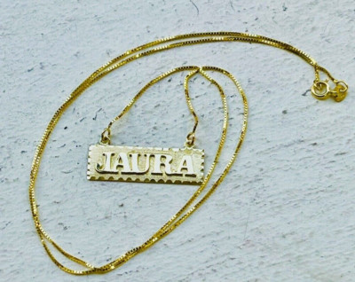 14 Karat authentisches Gelbgold personalisiertes Namensschild mit Boxkette