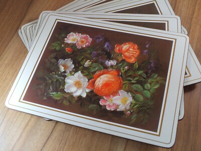 6x Vintage Boxed Set Pimpernel Tisch Tischsets Klassisch Rose Korb - 12'' x 9''